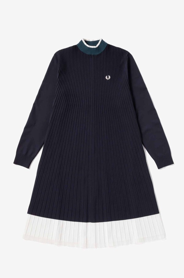 Knitted Pleated Mock Neck Dress