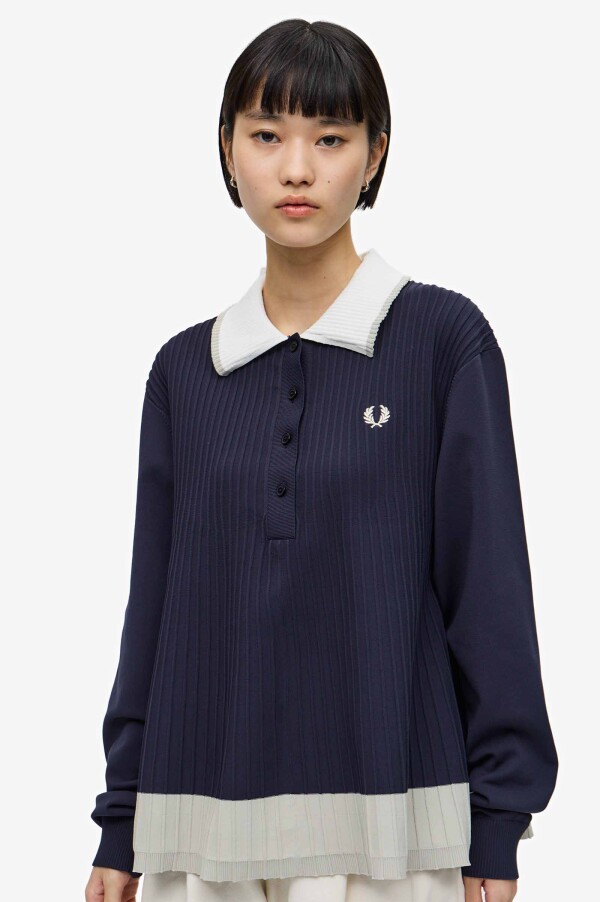 Knitted Pleated Long-Sleeved Shirt