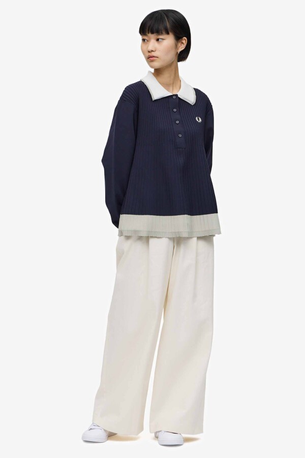 Knitted Pleated Long-Sleeved Shirt