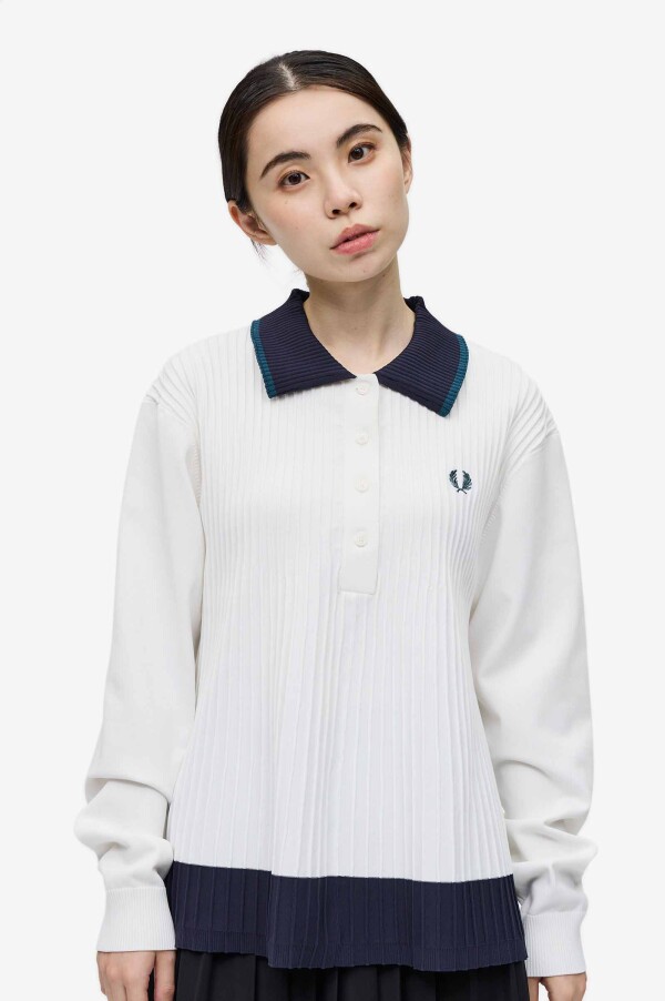 Knitted Pleated Long-Sleeved Shirt